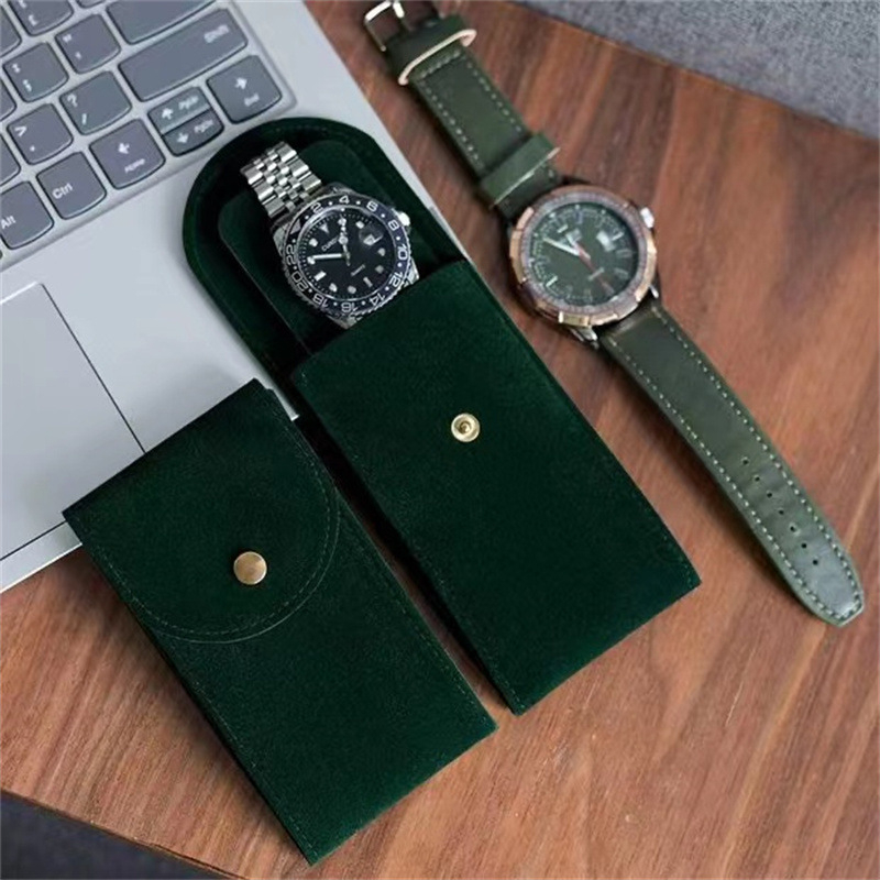 „CrossBorder Spot“ aksominis laikrodžių krepšys, laikrodžių laikymo krepšys, apsauginis laikrodžių krepšys, kelioninis dvipusis aksominis laikrodžių odinis dėklas