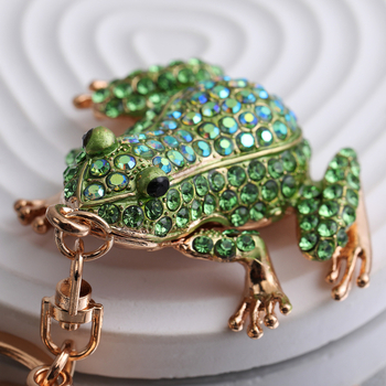 Διασυνοριακό βάτραχος ζώων με διαμάντια μπρελόκ μενταγιόν δημιουργικό χαριτωμένο μπρελόκ χονδρικής μεταλλικά δημιουργικά μικρά δώρα