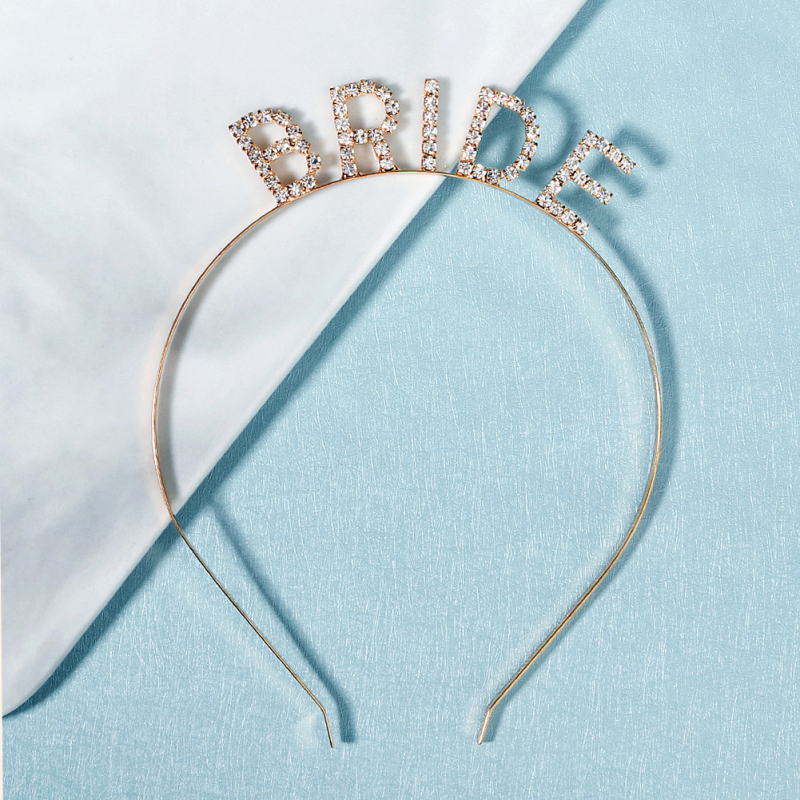 Piiriülene uus isetehtud pulma-PRUUDI tähega juuksepael Euroopa ja Ameerika peofestivali kividega juukseaksessuaarid täiskasvanutele ja lastele juuksepael