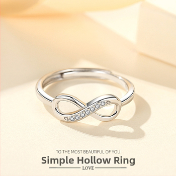 Ασημένιο δαχτυλίδι κοσμημάτων μόδας S925 από ευρωπαϊκό και αμερικανικό ασήμι, ρυθμιζόμενο δαχτυλίδι με 8 λέξεις, επιπλατινωμένο δαχτυλίδι μόδας ανοιχτό