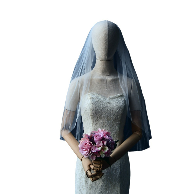 Youlapan V30 Чисто бял дълъг еднослоен голям воал за фотография Голям воал за опашка Сватбени аксесоари Корейска сватба