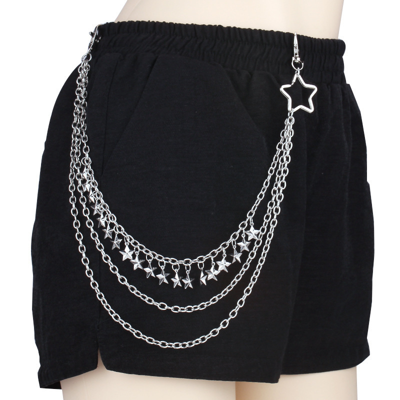 Euroopa ja Ameerika piiriülesed ehted Hip-hop Punk Metallneetidega mitmekihiline vöökett Trendikas lahe kleit Teksad Aksessuaarid Püksid Kett