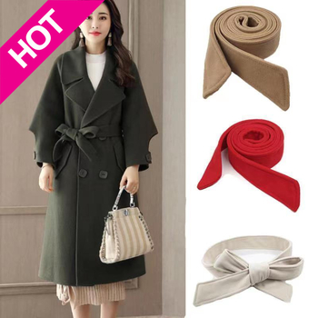 Divpusēja vilnas josta Sieviešu dekoratīvs plīša mētelis Plata josta ar tauriņu
