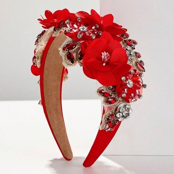 Barokk-stiilis rhinestones lillega peapael 1 tk