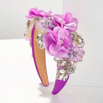 Barokk-stiilis rhinestones lillega peapael 1 tk