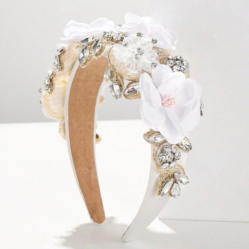 Barokk-stiilis rhinestones lillega peapael 1 tk