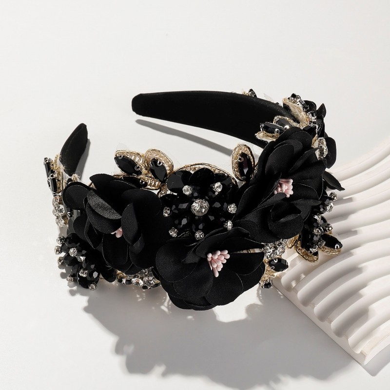 Barokk-stiilis rhinestones lillega peapael 1 tk