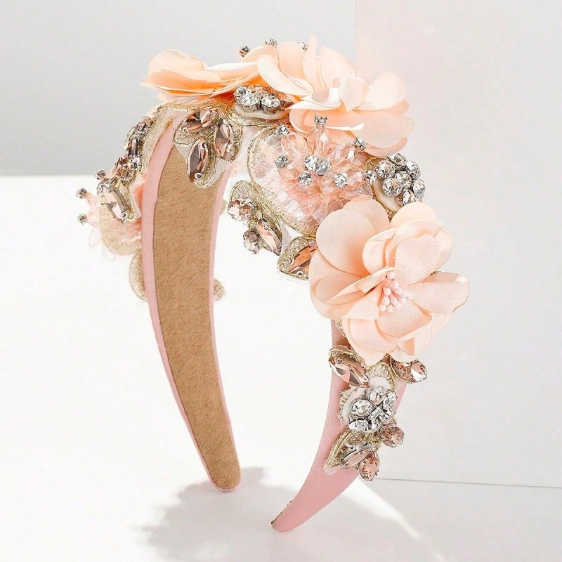 Barokk-stiilis rhinestones lillega peapael 1 tk