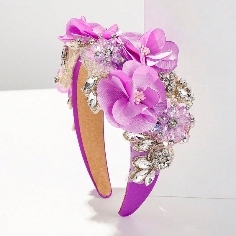 Barokk-stiilis rhinestones lillega peapael 1 tk