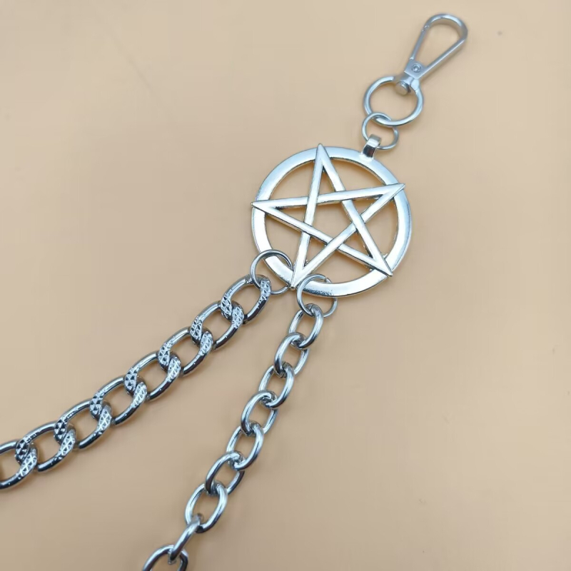 Euroopa ja Ameerika piiriülesed ehted punkmetallist viieharulise tähega vöökett naiste mitmekihiline kett hiphop pükste keti aksessuaarid laos hulgimüügis