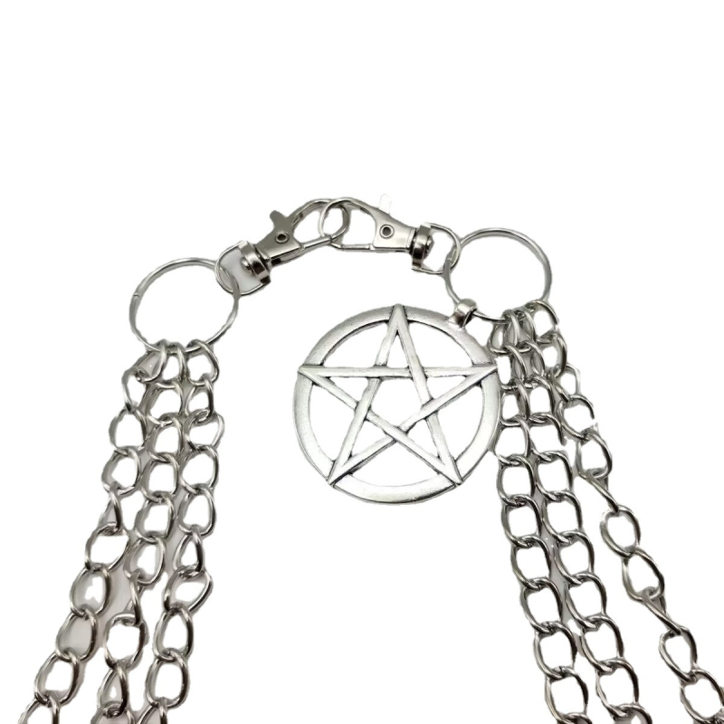 Euroopa ja Ameerika piiriülesed ehted punkmetallist viieharulise tähega vöökett naiste mitmekihiline kett hiphop pükste keti aksessuaarid laos hulgimüügis
