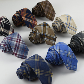 Vyriška madinga kasdienio, preppy stiliaus mokyklinė uniforma, korėjietiško stiliaus, siaura, 6 cm medvilninė languota kaklaraiščio pakuotė, gamintojo paruošta sandėlyje