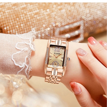 Υψηλής ποιότητας γυναικείο ρολόι Zido Brand, πλήρως αυτόματο γυναικείο ρολόι, μοντέρνο ελαφρύ πολυτελές ρολόι χαλαζία με ατσάλινο μπρασελέ, ευέλικτο