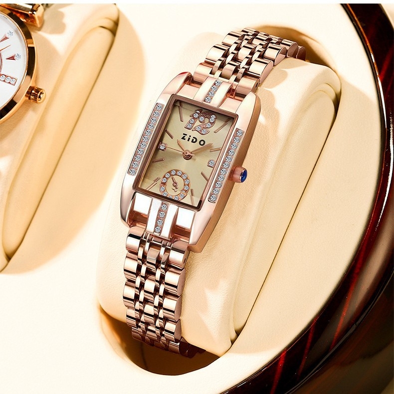 Zido kaubamärgi tipptasemel naiste käekell, täisautomaatne käekell naistele, moodne kerge luksuslik terasribaga kvartskell, mitmekülgne