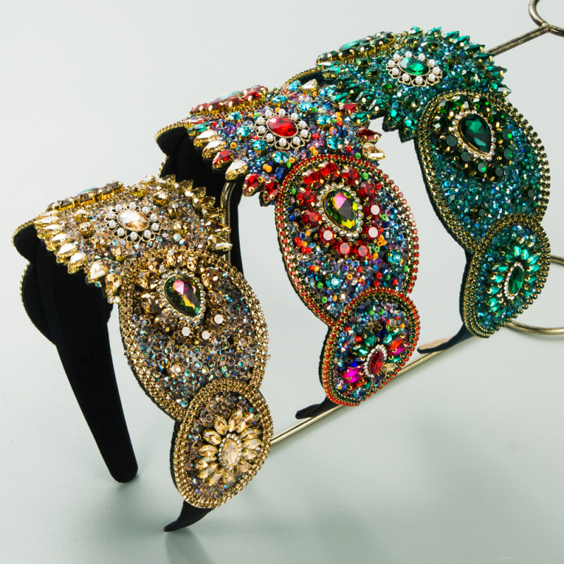 Euroopa ja Ameerika mood barokk rasketööstus värvilisest klaasist puurpeaga rõngas naiste paleestiilis tantsuetendus juukseaksessuaarid juuksepael