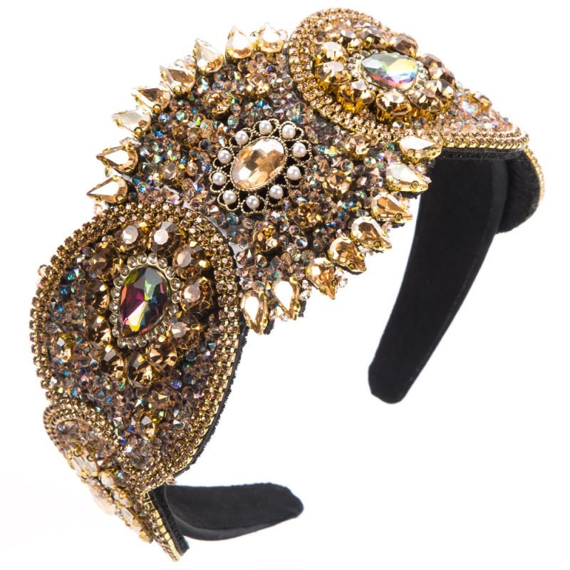 Euroopa ja Ameerika mood barokk rasketööstus värvilisest klaasist puurpeaga rõngas naiste paleestiilis tantsuetendus juukseaksessuaarid juuksepael