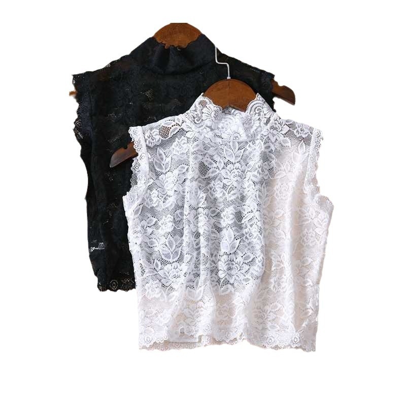 Jesenski mikro novi čipkasti lažni ovratnik za žene, univerzalni džemper s vertikalnim ovratnikom, košulja s podlogom i lažnim ovratnikom, elegantna čipkasta košulja