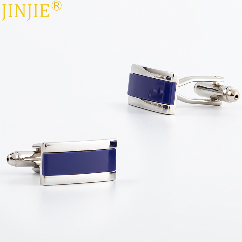 Spot Novi pravokutni plavi dodaci galvanizirani srebrni manžete Izvoz muških francuskih košulja manžete veleprodaja