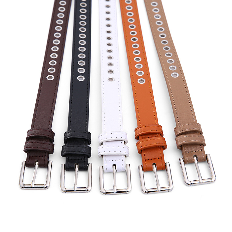 Нов дамски колан с метална цяла въздушна капачка, неперфориран, корейска версия на моден кух декоративен колан Joker на едро