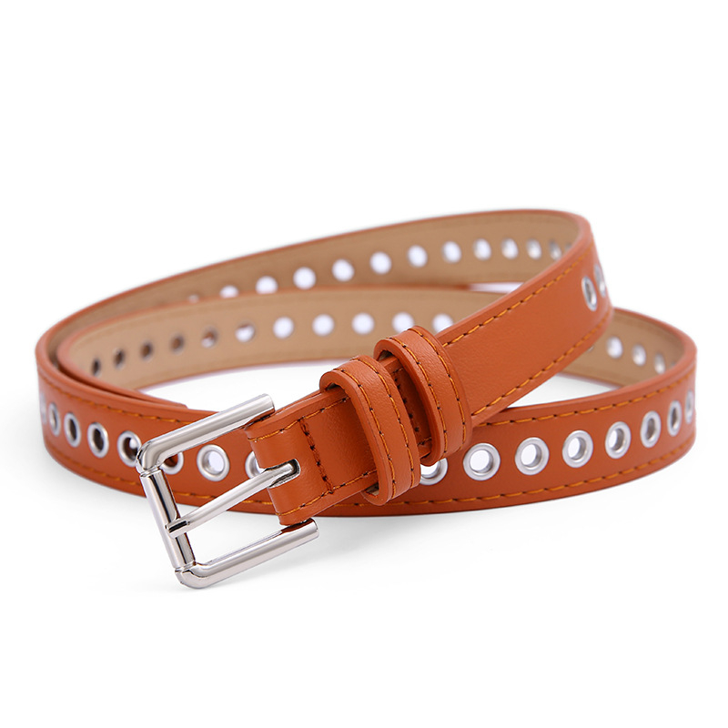 Нов дамски колан с метална цяла въздушна капачка, неперфориран, корейска версия на моден кух декоративен колан Joker на едро