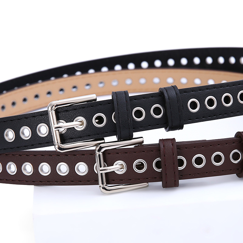 Нов дамски колан с метална цяла въздушна капачка, неперфориран, корейска версия на моден кух декоративен колан Joker на едро