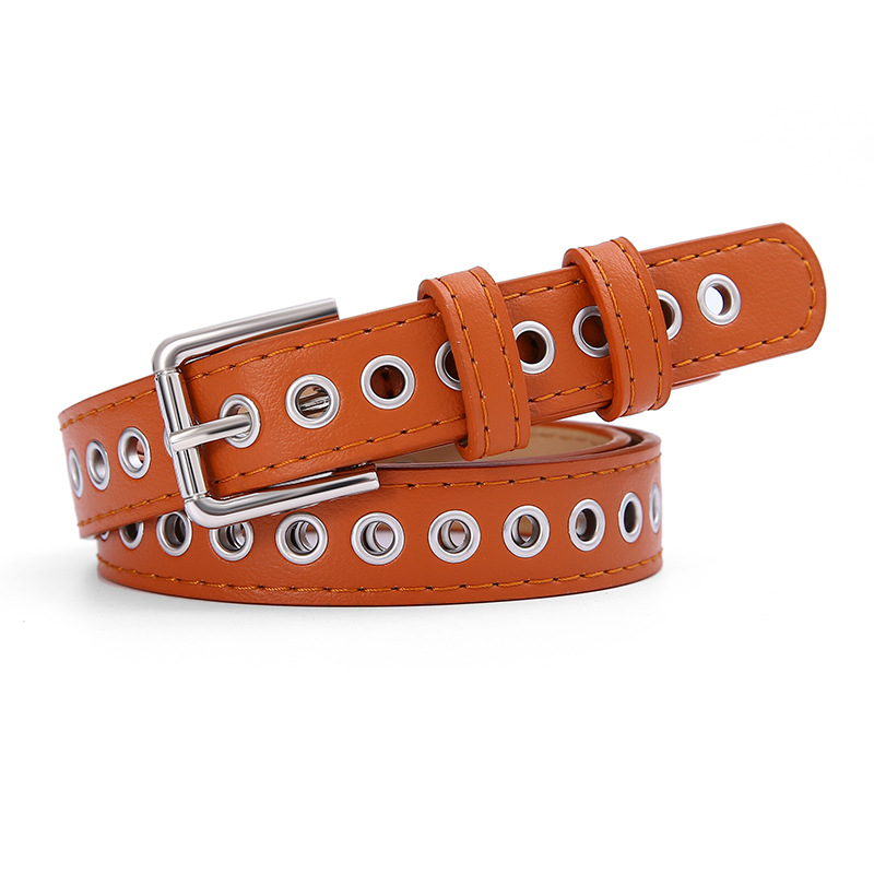 Нов дамски колан с метална цяла въздушна капачка, неперфориран, корейска версия на моден кух декоративен колан Joker на едро