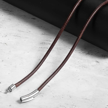 Κολιέ από ανοξείδωτο ατσάλι, ευρωπαϊκή και αμερικανική, με λεπτή άκρη, κούμπωμα, χονδρικής, μαύρη αλυσίδα, δερμάτινο σχοινί, γυναικείο κολιέ με κορδόνι