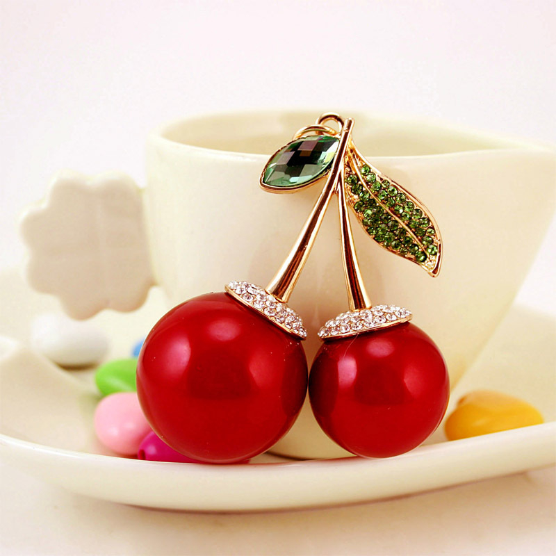 Kreatív kézműves kis ajándék gyémánt cseresznye autó kulcstartó női táska kiegészítők cseresznye medál kulcstartó 958