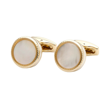 Muške manžete preko granice, vruće prodavane visokokvalitetne lagane luksuzne intarzirane školjkaste zlatne okrugle gumbe, nakit na zalihi, 1 par, veleprodaja