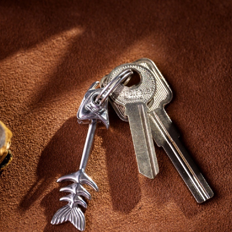 2024 új, levehető halszálka kulcstartó, autós kulcstartó, fejlett medál, retró, személyre szabott ajándék