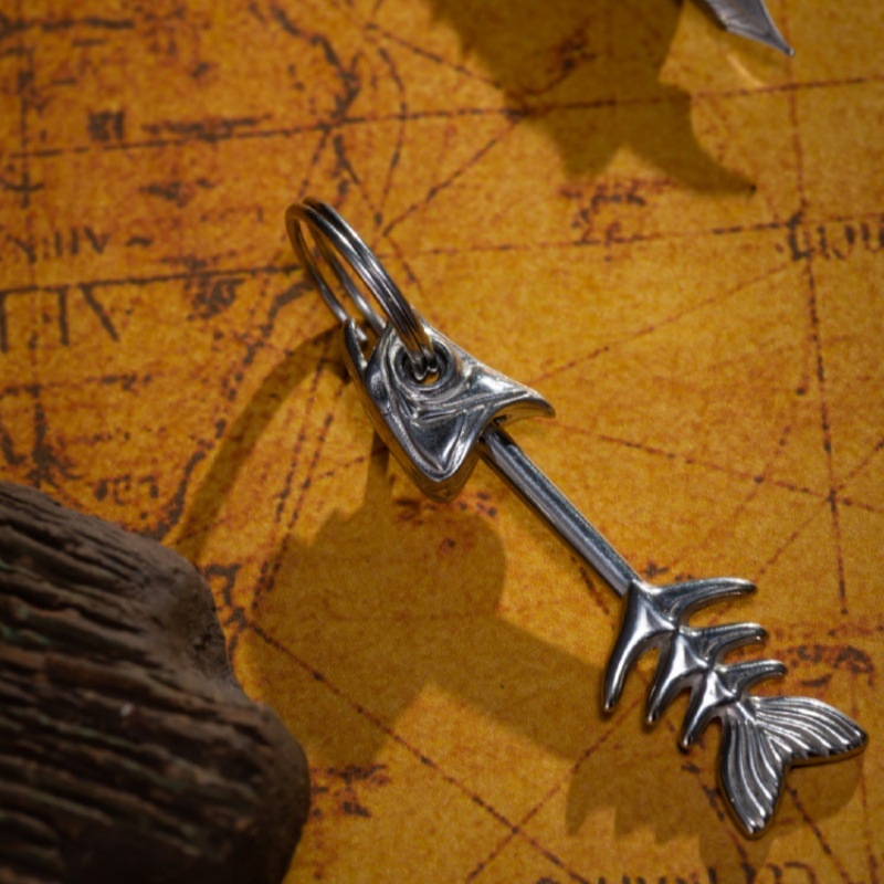 2024 új, levehető halszálka kulcstartó, autós kulcstartó, fejlett medál, retró, személyre szabott ajándék