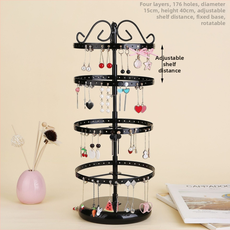 Uz galda piekarināms auskaru statīvs, ausu kniedes, uzglabāšanas plaukts, tualetes galdiņa uzglabāšanas plaukts, gaitenīša rokdarbu noņemams rotaslietu displeja plaukts