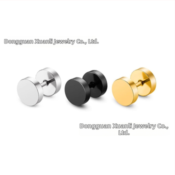 Cercei rotunzi din oțel inoxidabil, cu gantere, tip tort, la modă, din oțel titan, pentru bărbați, bijuterii negre pentru urechi, stil hip hop, Dongguan