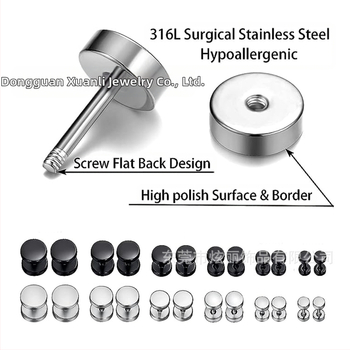 Cercei rotunzi din oțel inoxidabil, cu gantere, tip tort, la modă, din oțel titan, pentru bărbați, bijuterii negre pentru urechi, stil hip hop, Dongguan