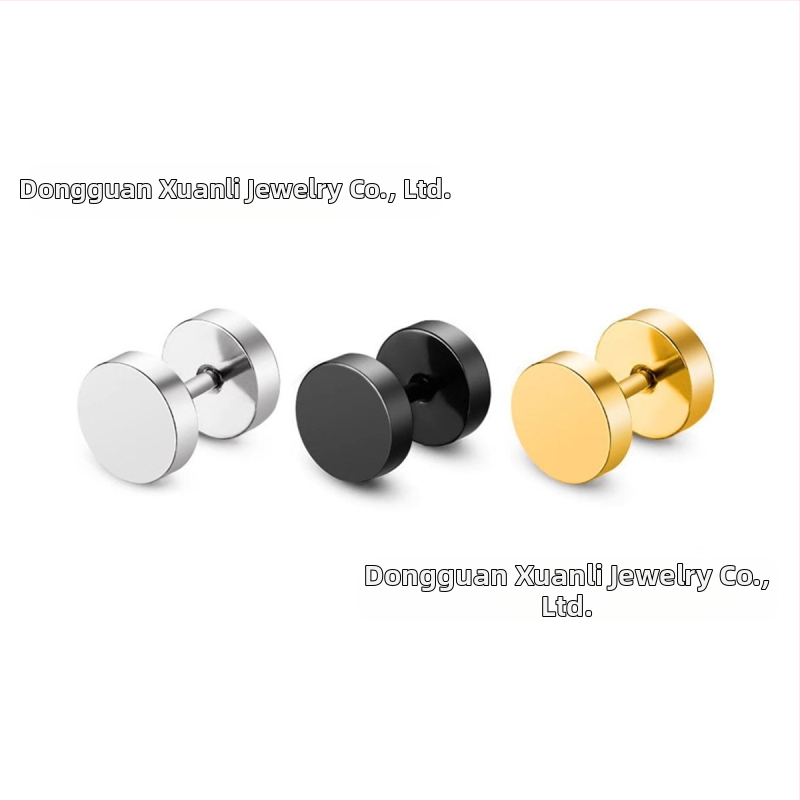 Cercei rotunzi din oțel inoxidabil, cu gantere, tip tort, la modă, din oțel titan, pentru bărbați, bijuterii negre pentru urechi, stil hip hop, Dongguan