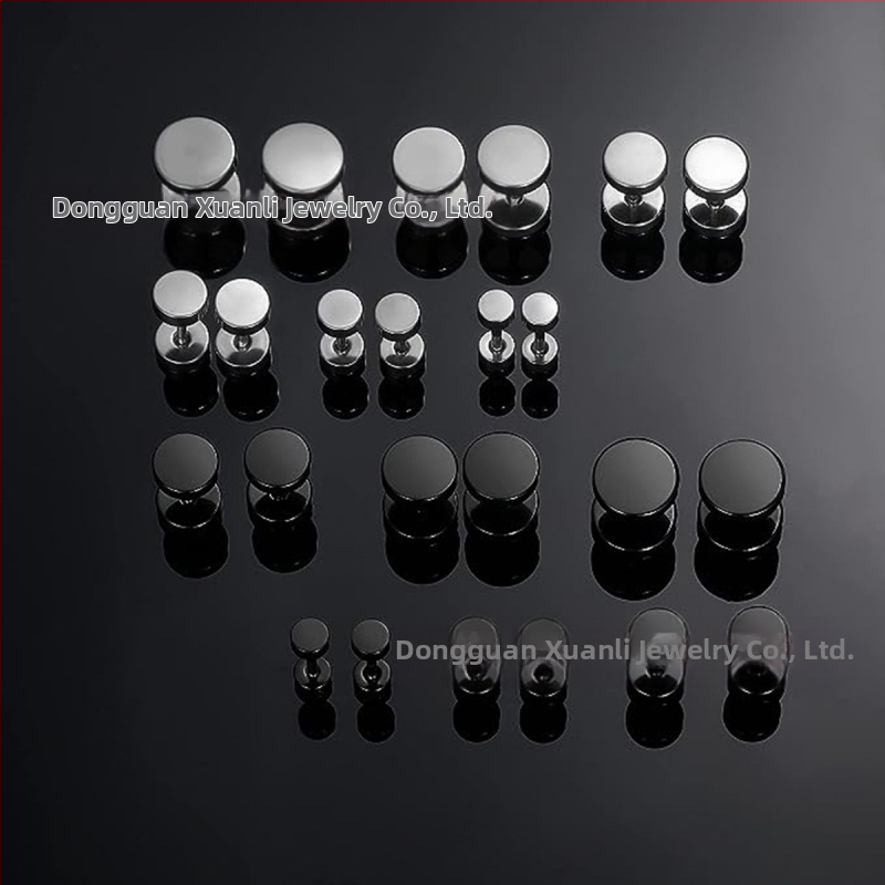 Кръгли обеци с дъмбели и щанга от неръждаема стомана, модни титаниеви стоманени мъжки улични хип-хоп черни бижута за уши, костюм Dongguan