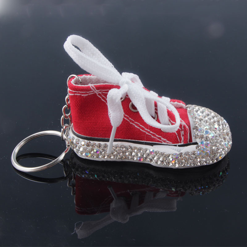 Täpiline rhinestone võtmehoidja kott ehted mini ripats simulatsioon lõuend kingad auto loominguline spordikingitused