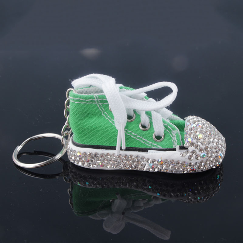 Täpiline rhinestone võtmehoidja kott ehted mini ripats simulatsioon lõuend kingad auto loominguline spordikingitused