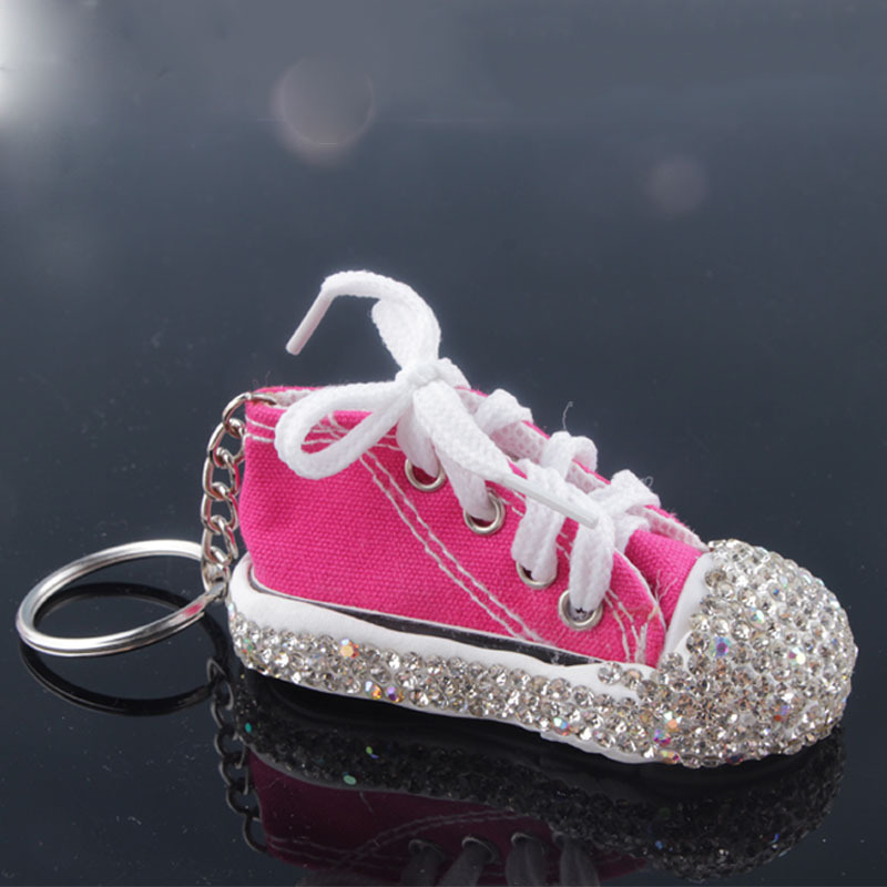 Täpiline rhinestone võtmehoidja kott ehted mini ripats simulatsioon lõuend kingad auto loominguline spordikingitused