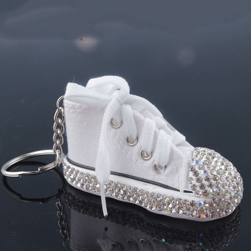 Täpiline rhinestone võtmehoidja kott ehted mini ripats simulatsioon lõuend kingad auto loominguline spordikingitused