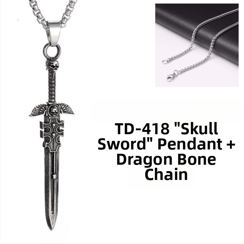 Chiba Taiyin europietiškų ir amerikietiškų hiphopo monstrų kardų karoliai, vyriški papuošalai, asmenybės kardo pakabukas, retro stiliaus vilnonė grandinėlė