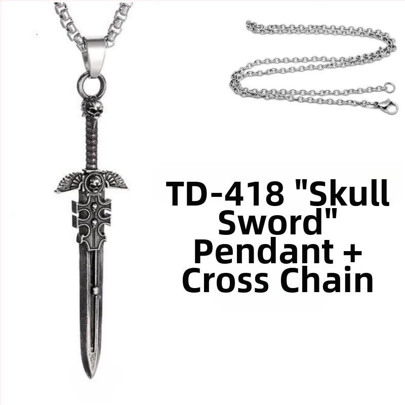 Chiba Taiyin europietiškų ir amerikietiškų hiphopo monstrų kardų karoliai, vyriški papuošalai, asmenybės kardo pakabukas, retro stiliaus vilnonė grandinėlė