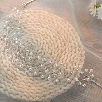 Euroopa ja Ameerika pruudi peakate, valge läbipaistev pärlite imitatsiooniga juukseklamber, käsitsi valmistatud pulmaehted, kleidi ja juukseaksessuaarid