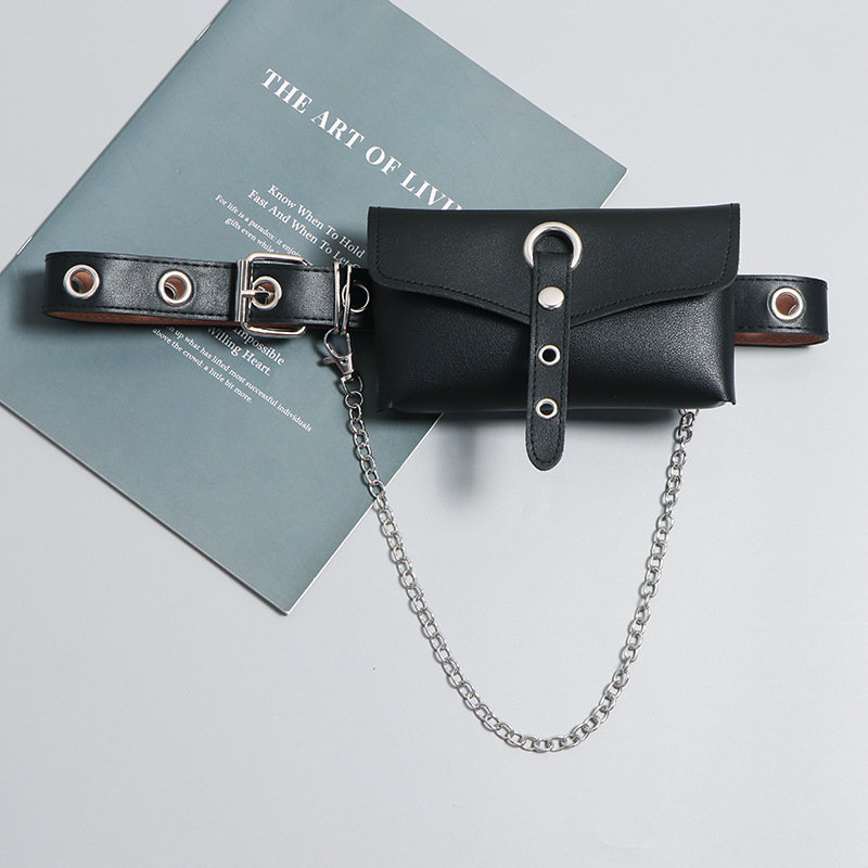 Naiste punk-stiilis vöö, naiste aksessuaarid, universaalne ketivöö, naiste väike puusakott seelikuga, teksad dekoratiivse trendika kaunistusega