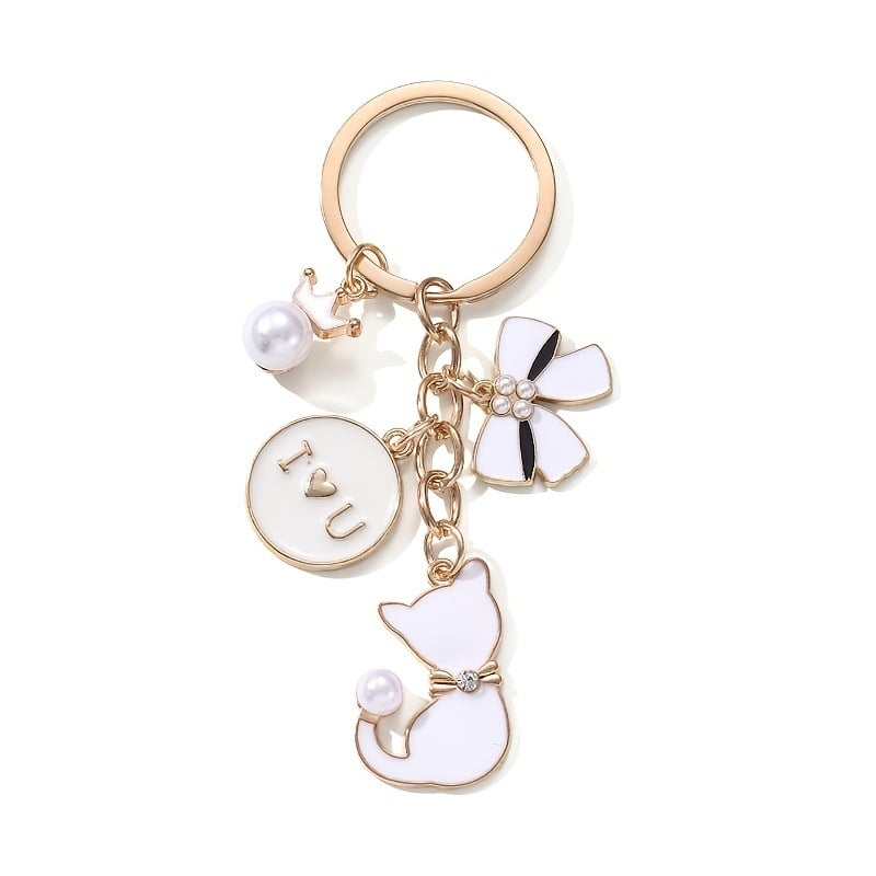 Трансграничен нов сладък ключодържател с перлена панделка и любовно писмо за кола, висяща чанта, висулка, празничен подарък