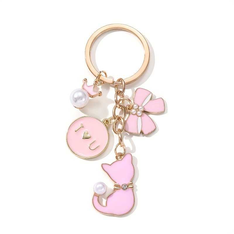 Трансграничен нов сладък ключодържател с перлена панделка и любовно писмо за кола, висяща чанта, висулка, празничен подарък