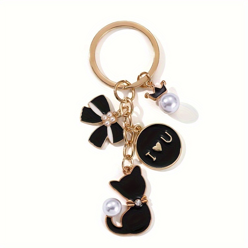 Трансграничен нов сладък ключодържател с перлена панделка и любовно писмо за кола, висяща чанта, висулка, празничен подарък