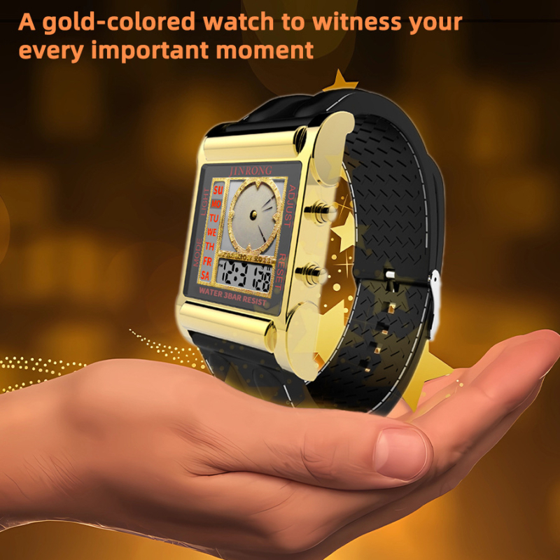 Új dizájnú, dupla kijelzős, cinkötvözet tokú kronográf ébresztőóra, vízálló elektronikus kültéri sportóra