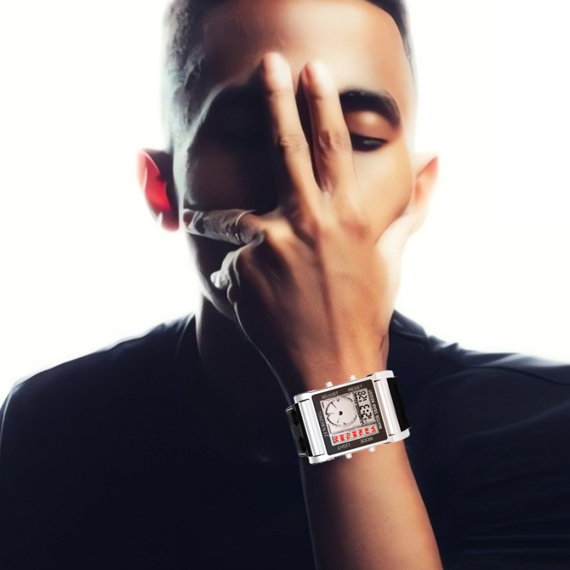 Új dizájnú, dupla kijelzős, cinkötvözet tokú kronográf ébresztőóra, vízálló elektronikus kültéri sportóra