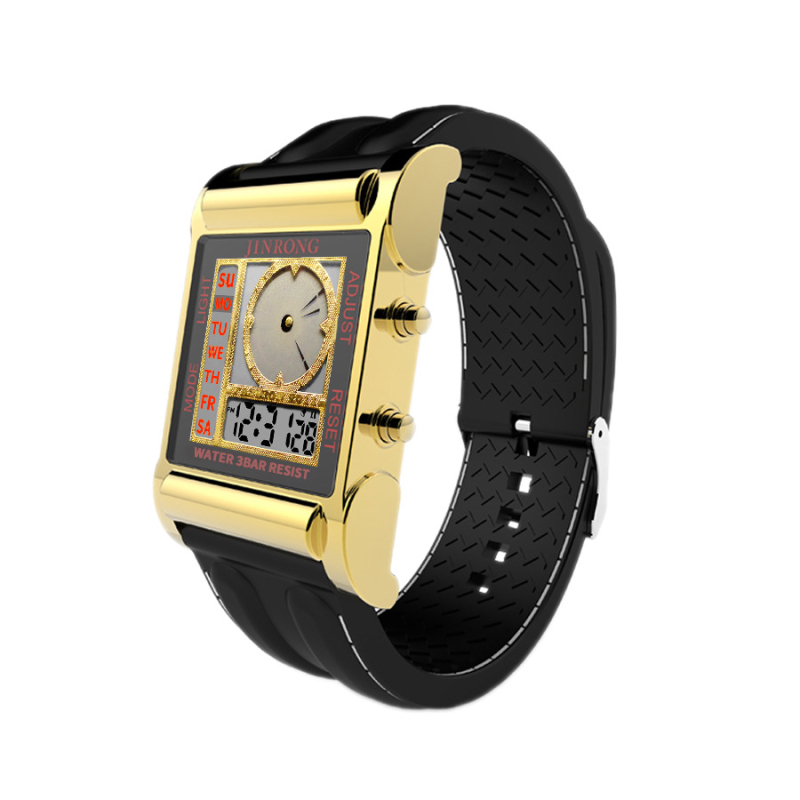 Új dizájnú, dupla kijelzős, cinkötvözet tokú kronográf ébresztőóra, vízálló elektronikus kültéri sportóra